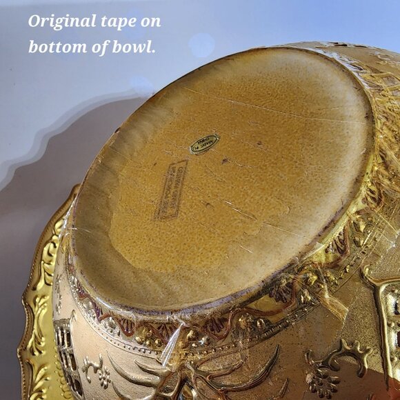 Vintage Large Decorative Gilt Urn w/ Lid Underplate & Bowl Middle Eastern Style - Picture 10 of 16